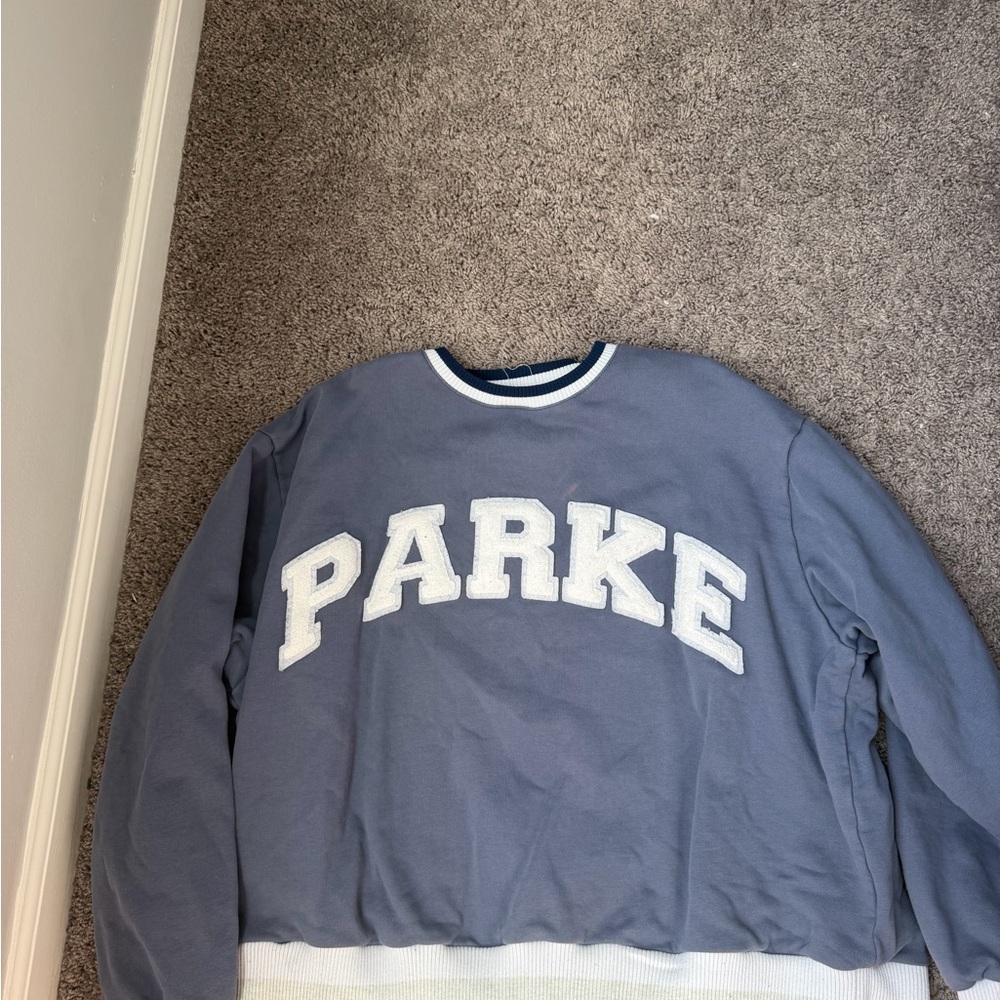 PARKE Oversized Crewneck Sweatshirt in Slate Blue